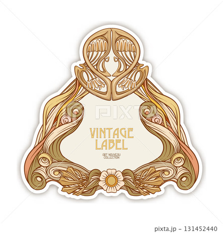 Decorative flowers and leaves in art nouveau style 131452440