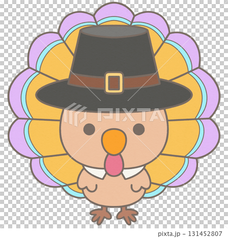 Cute Thanks Giving turkey wearing pilgrim hat Cute Thanks Giving turkey wearing pilgrim hat 131452807