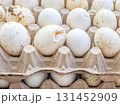 Selling organic raw eggs from the farm in the market 131452909