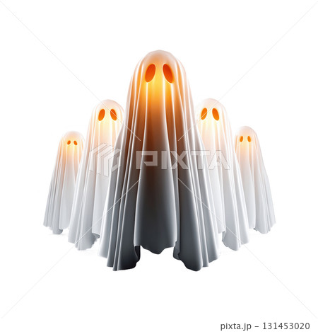 Centered big ghost surrounded by smaller ghosts strong object definition high contrast clipart on transparent background Centered big ghost surrounded by smaller ghosts strong object definition high contrast clipart on transparent background 131453020
