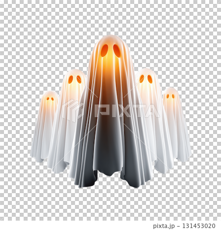 Centered big ghost surrounded by smaller ghosts strong object definition high contrast clipart on transparent background Centered big ghost surrounded by smaller ghosts strong object definition high contrast clipart on transparent background 131453020