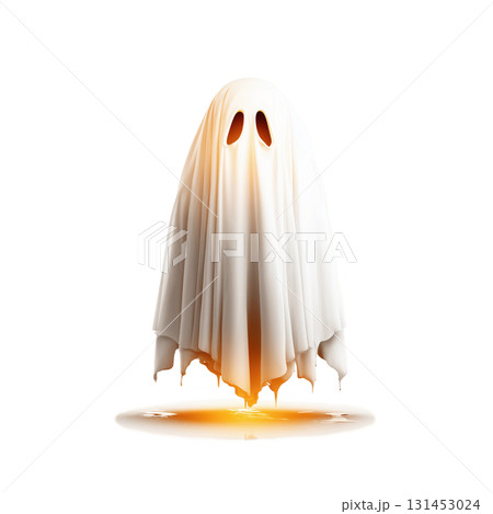 Crying Ghost Clipart for Halloween Tears Centered High Contrast Subtle Outlines transparent Background Diffuse Lighting 131453024