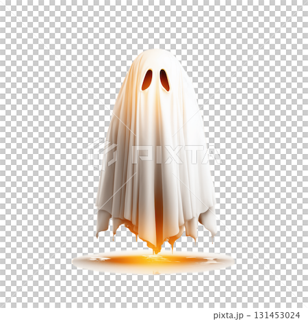 Crying Ghost Clipart for Halloween Tears Centered High Contrast Subtle Outlines transparent Background Diffuse Lighting 131453024