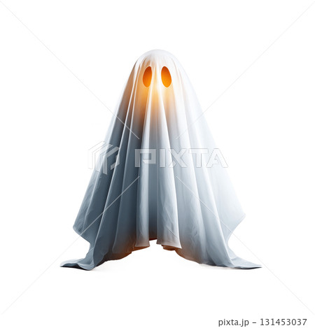 Halloween Ghost Clipart Centered on transparent Background Subtle Outlines Intricate Detail Volumetric Lighting 131453037