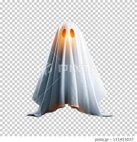 Halloween Ghost Clipart Centered on transparent Background Subtle Outlines Intricate Detail Volumetric Lighting 131453037