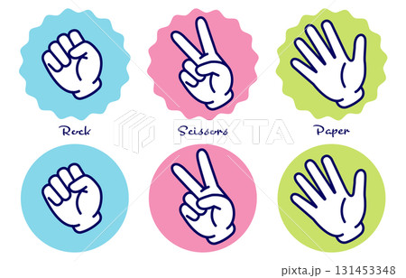 グーチョキパーのイラスト素材セット ベクター じゃんけん 白背景 131453348