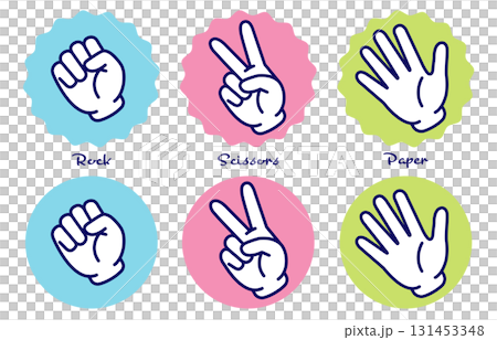 グーチョキパーのイラスト素材セット ベクター じゃんけん 白背景 131453348