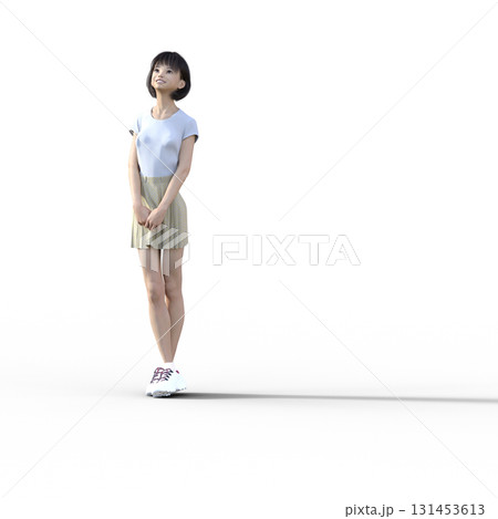 ポーズをとるカジュアルファッションの若い女性 ポーズをとるカジュアルファッションの若い女性 131453613