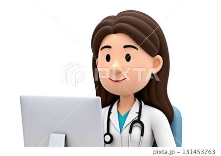 3D風の医者キャラクター かわいい立体的なイラスト 131453763