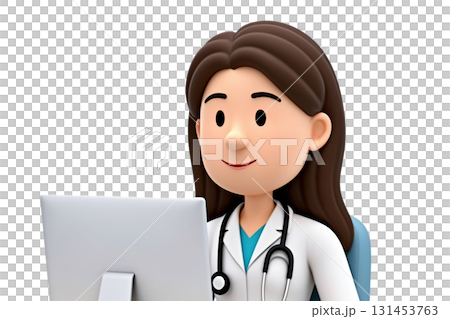 3D風の医者キャラクター かわいい立体的なイラスト 131453763
