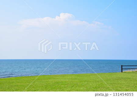 草原の丘 海 青空 草原の丘 海 青空 131454055
