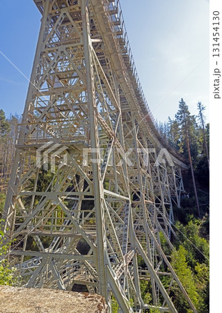 Ziemestalbrucke steel railway viaduct forest view 131454130