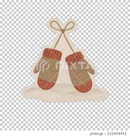 Christmas mittens isolated on transparent background, winter holiday theme Christmas mittens isolated on transparent background, winter holiday theme 131454441