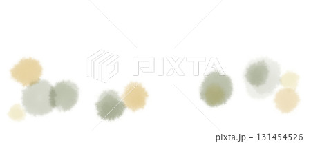 舞い散る花のような落ち着いた黄色と緑のふわふわな滲んだドットあしらいイラスト 131454526