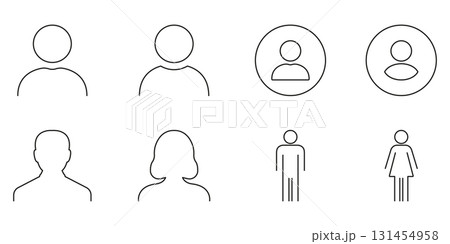 Minimalist User Avatar Line Icon Set. Basic Human Profile Avatars, Simple Male and Female Head Outline Symbol Collection. Editable Stroke. Isolated Vector Illustration Minimalist User Avatar Line Icon Set. Basic Human Profile Avatars, Simple Male and Female Head Outline Symbol Collection. Editable Stroke. Isolated Vector Illustration 131454958