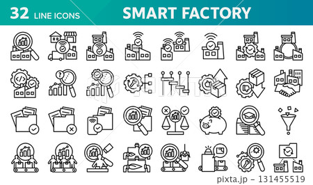 スマートファクトリーに関する32個のアイコンセット。 スマートファクトリーに関する32個のアイコンセット。 131455519