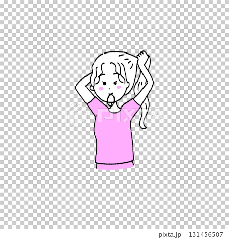 髪を結ぶ　女の子　イラスト 131456507