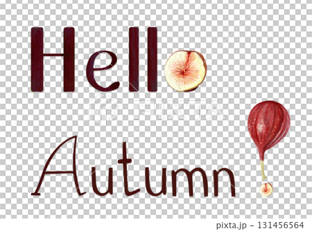 Autumn greeting card with figs creative lettering. Hand-painted watercolor seasonal composition with fresh figs, text Hello Autumn. Perfect for fall invitations, seasonal decor, Thanksgiving designs Autumn greeting card with figs creative lettering. Hand-painted watercolor seasonal composition with fresh figs, text Hello Autumn. Perfect for fall invitations, seasonal decor, Thanksgiving designs 131456564
