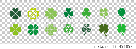 各種綠色三葉草的插圖集 131456858