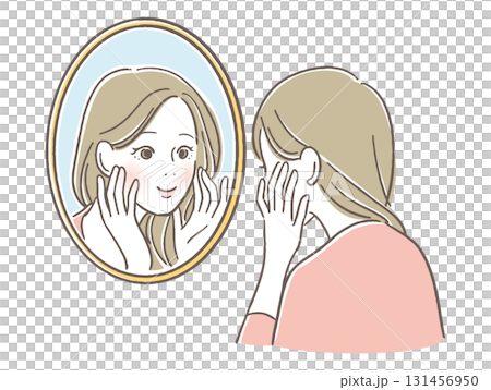 微笑的女人照鏡子 微笑的女人照鏡子 131456950