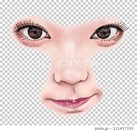 口を結ぶ女性のペン画イラスト 131457193