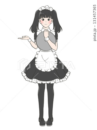 メイドカフェへ案内する女の子のイラスト 131457365