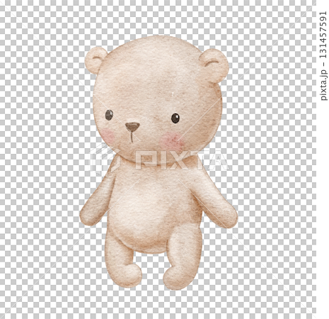 Watercolor cute woodland animal, little bear illustration for baby. Isolated drawing for nursery 131457591