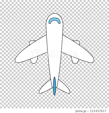 A simple illustration of an airplane seen from directly above with main lines 131457617