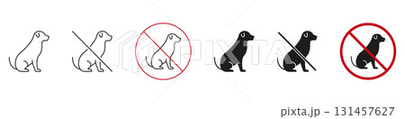 Dog Allowed And No Dogs Allowed Icon Set. Pet-Friendly And Restricted Area Symbols Collection. Animal Policy And Signage. Isolated Vector Illustration 131457627