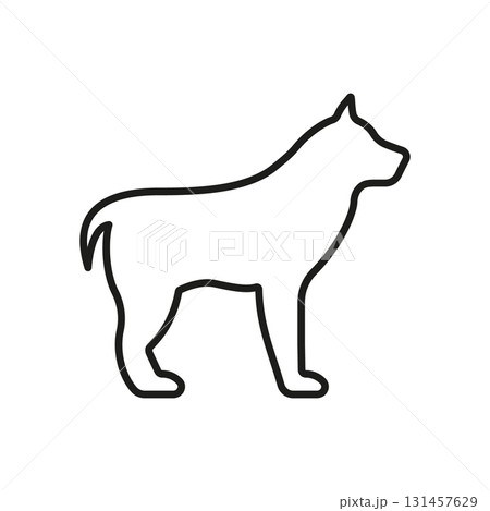 Dog Silhouette Line Icon. Canine Outline Symbol. Pet, Animal, And Companion. Editable Stroke. Isolated Vector Illustration 131457629