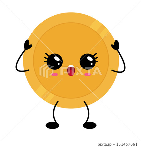 Kawaii gold coin cartoon character design 131457661