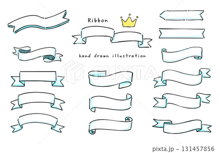 手描き風のシンプルなリボンのセット 131457856