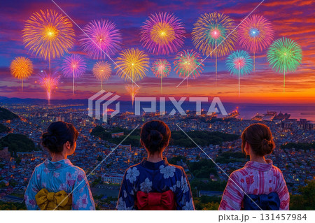 天狗山より小樽市街を望む 打上花火 天狗山より小樽市街を望む 打上花火 131457984