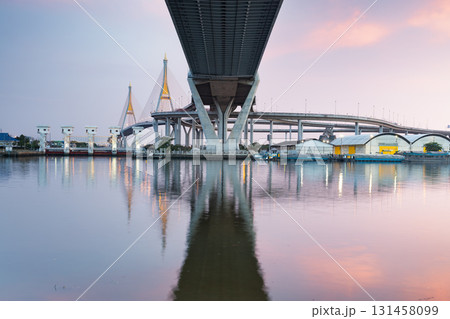 Bhumibol Bridge in Bangkok and Samut Prakan, Thailand. Bhumibol Bridge in Bangkok and Samut Prakan, Thailand. 131458099
