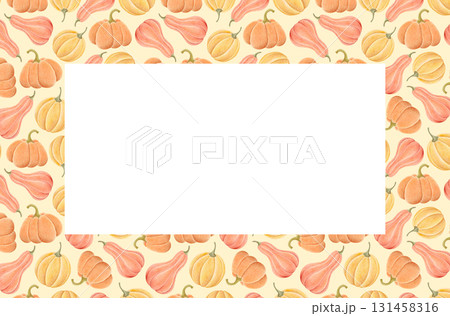 Pumpkin autumn frame, fall hand drawn illustration Pumpkin autumn frame, fall hand drawn illustration 131458316