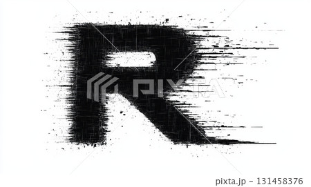 A thin letter R depicted in a glitchy hacker...のイラスト素材 [131458376] - PIXTA