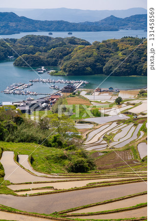 《佐賀県》大浦の棚田・伊万里湾をのぞむ田園風景 131458569