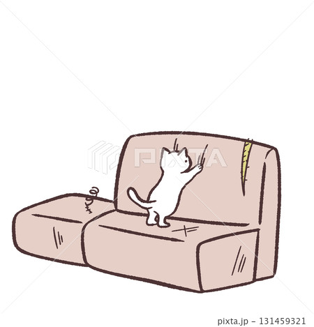 ソファーを傷つける猫のイラスト 131459321
