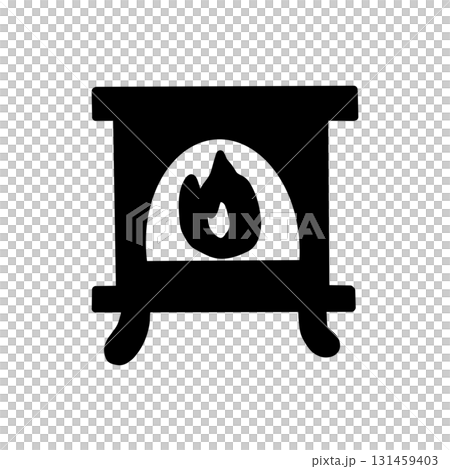 Illustration material of a fireplace and flames that decorate the Christmas season 131459403