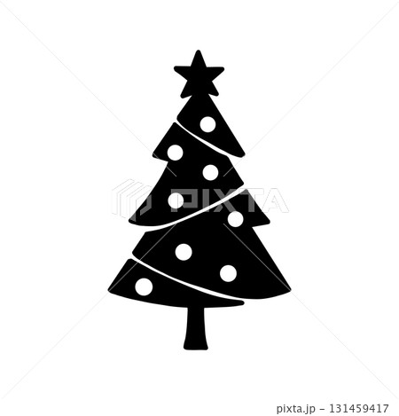 星と飾りで彩られたクリスマスツリーのシンプルイラスト 星と飾りで彩られたクリスマスツリーのシンプルイラスト 131459417
