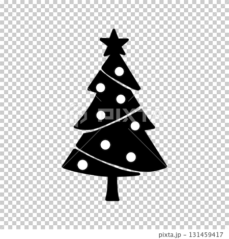 星と飾りで彩られたクリスマスツリーのシンプルイラスト 星と飾りで彩られたクリスマスツリーのシンプルイラスト 131459417