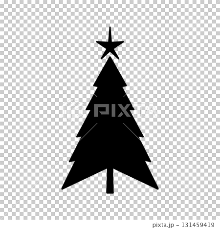 星と飾りで彩られたクリスマスツリーのシンプルイラスト 131459419