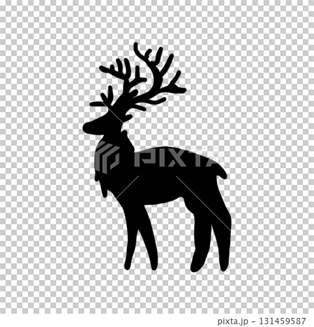 Simple illustration of a Christmas reindeer (monochrome design) 131459587