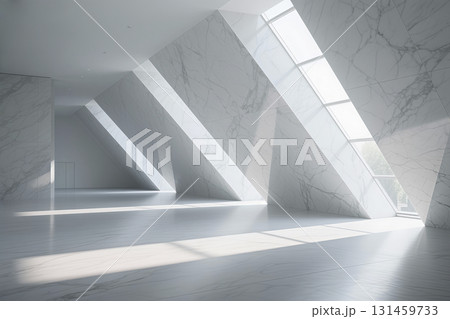 The geometric structure of modern architectural interior space composed of marble 131459733