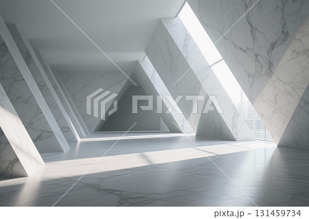 The geometric structure of modern architectural interior space composed of marble 131459734