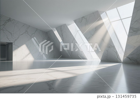 The geometric structure of modern architectural interior space composed of marble 131459735