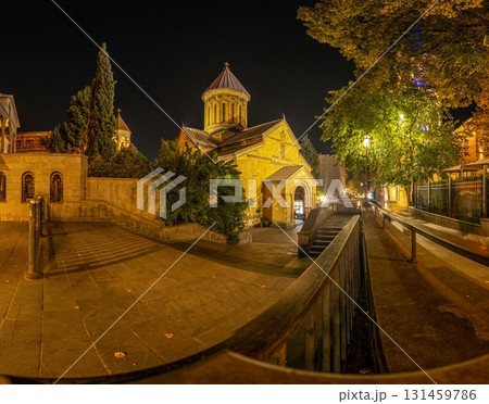 Old town Tbilisi church at night with warm lights Old town Tbilisi church at night with warm lights 131459786
