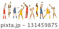 Basketball players in various poses. Set of vector icons isolated on white background 131459875