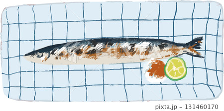 秋の秋刀魚の塩焼きのイラスト 秋の秋刀魚の塩焼きのイラスト 131460170