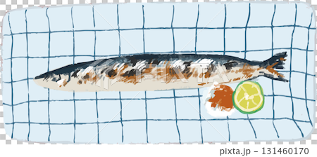 秋の秋刀魚の塩焼きのイラスト 秋の秋刀魚の塩焼きのイラスト 131460170